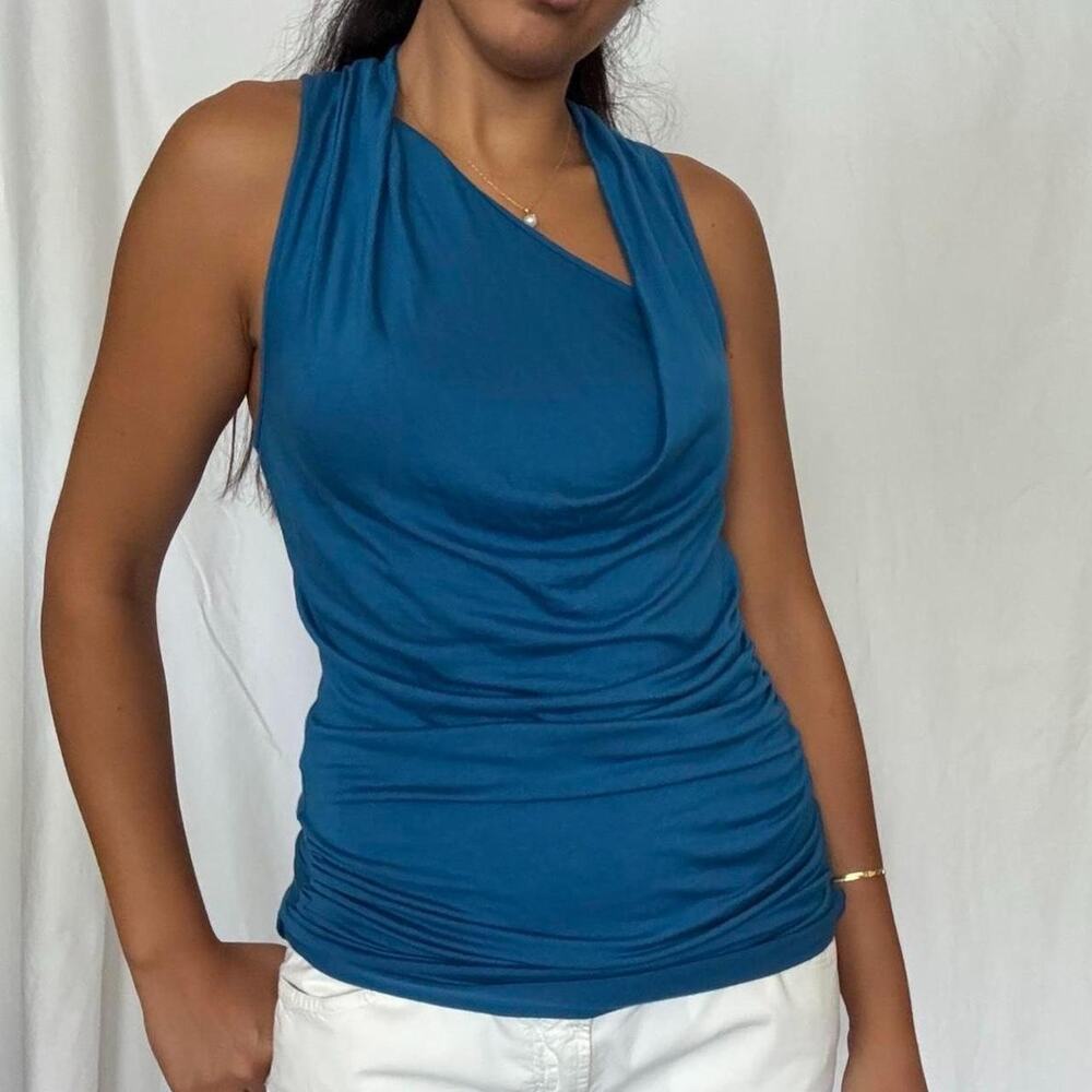 Helmut lang blue halter neck blue tank top